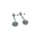 Earrings Silver 925 Sterling Dangle Drop Women Marcasite Stone Handmade B608